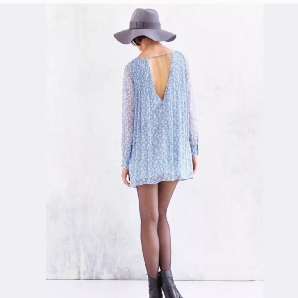 Uo Kimchi Blue Floral Chiffon Swing Dress - image 1